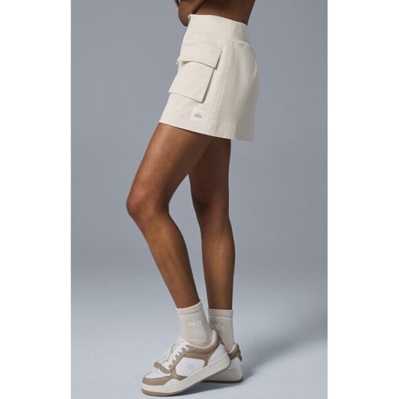 Alo Night Out Cargo Skirt Ivory Cream Zip High-Waist Waisted Utility Zipper Edgy - Picture 3 of 12